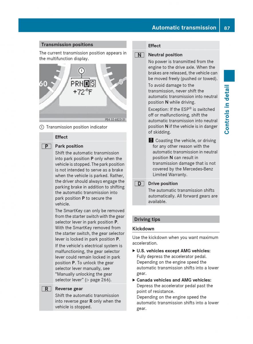 Mercedes Benz SLK R171 owners manual / page 89