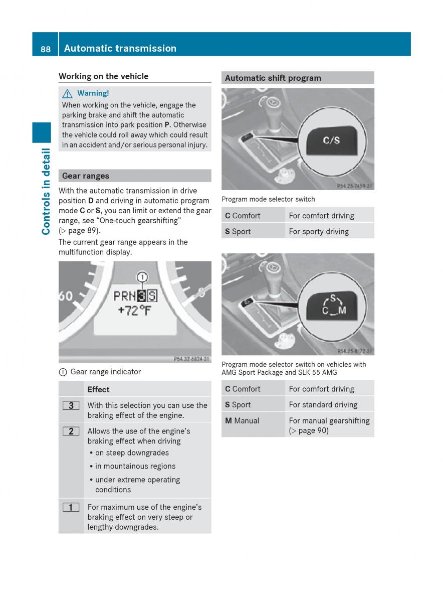 Mercedes Benz SLK R171 owners manual / page 90