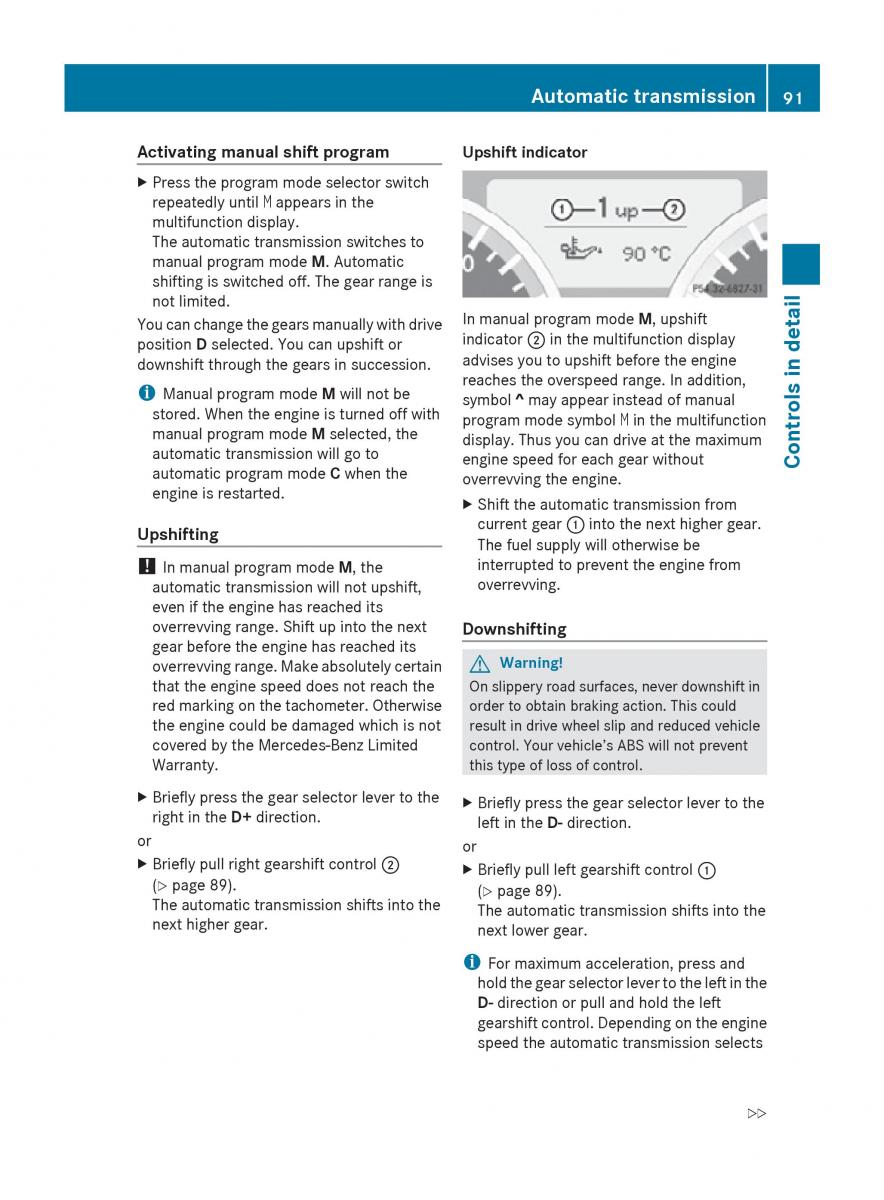 Mercedes Benz SLK R171 owners manual / page 93