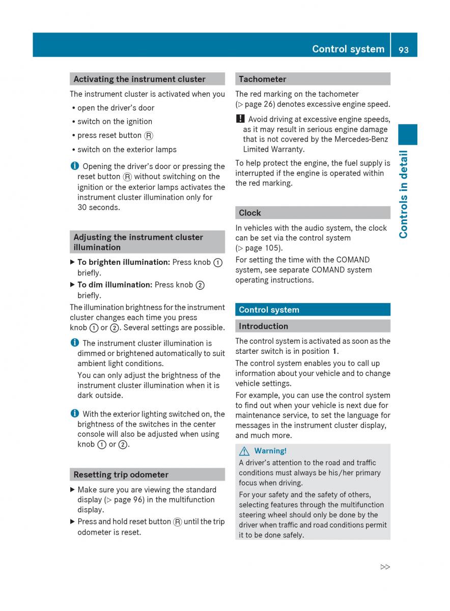 Mercedes Benz SLK R171 owners manual / page 95