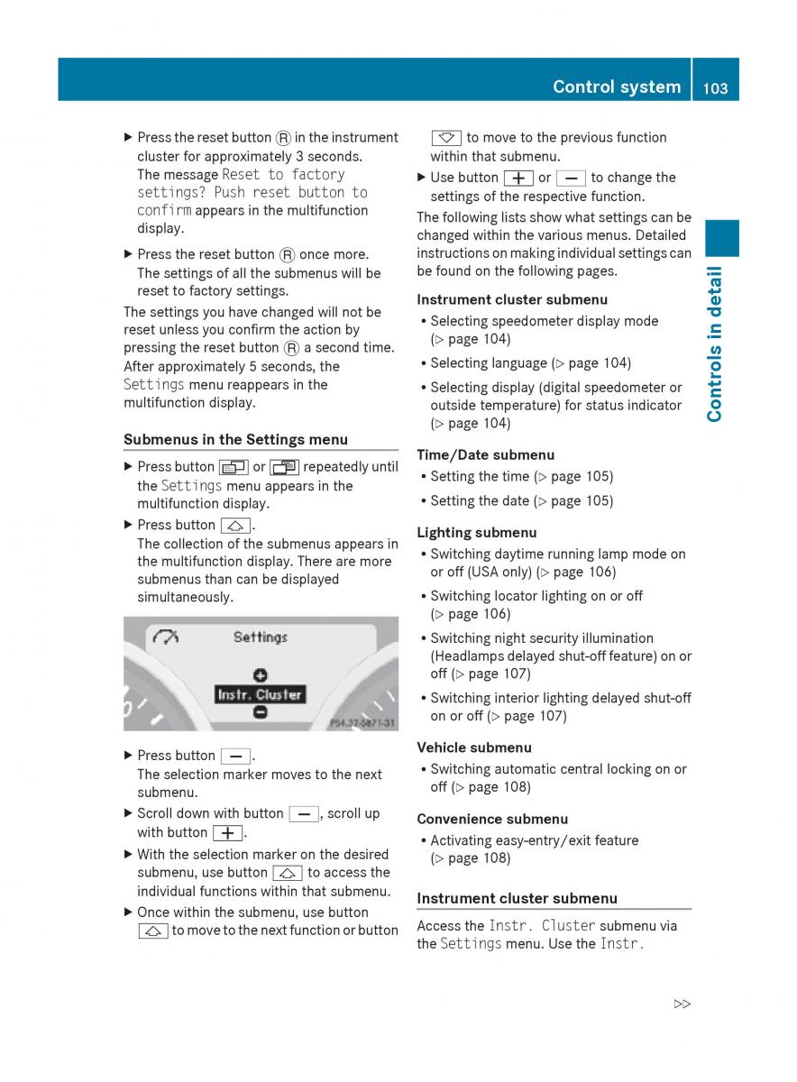 Mercedes Benz SLK R171 owners manual / page 105