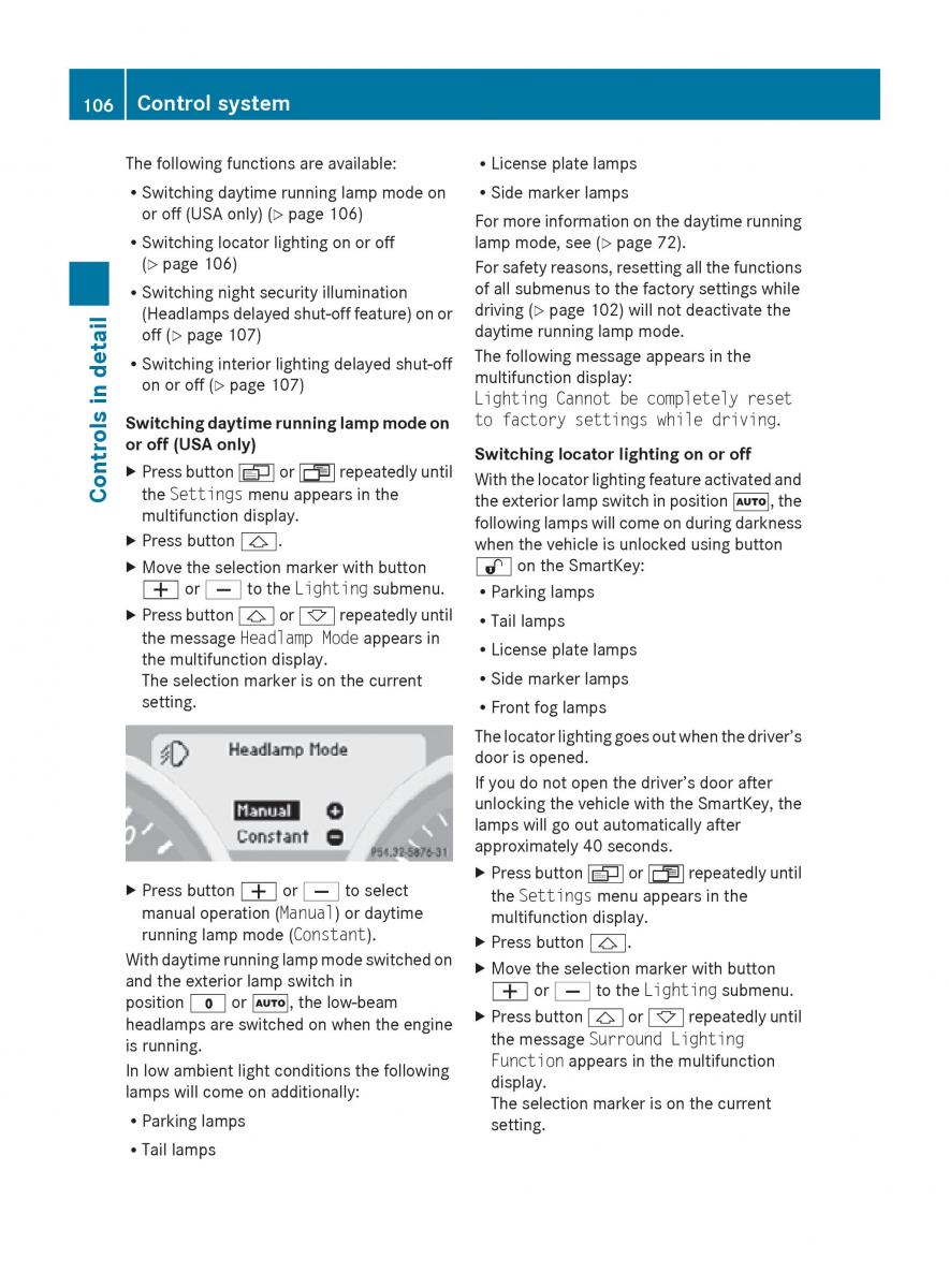 Mercedes Benz SLK R171 owners manual / page 108