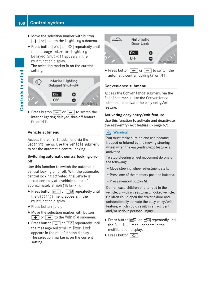 Mercedes Benz SLK R171 owners manual / page 110