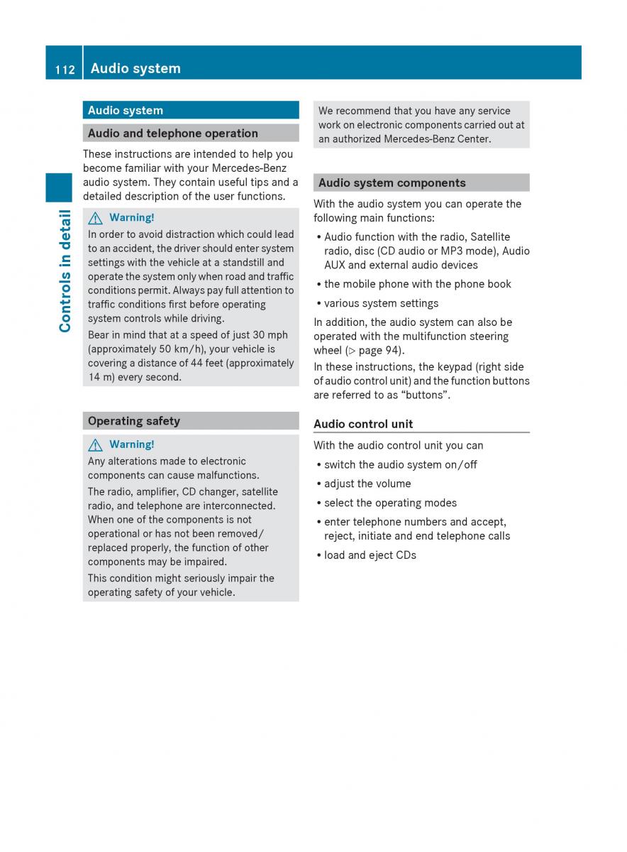 Mercedes Benz SLK R171 owners manual / page 114