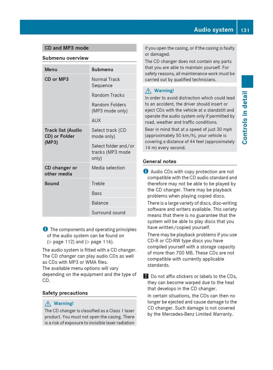 Mercedes Benz SLK R171 owners manual / page 133