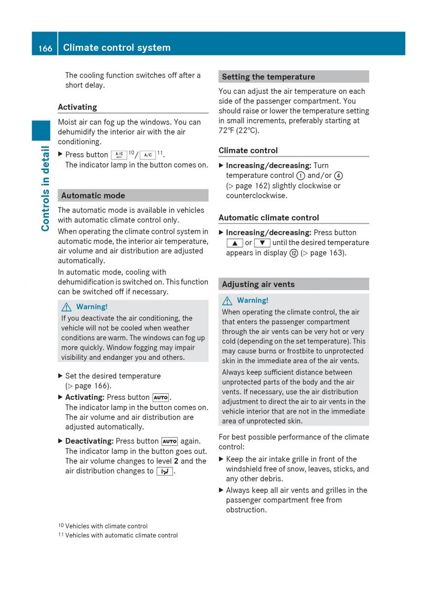 Mercedes Benz SLK R171 owners manual / page 168