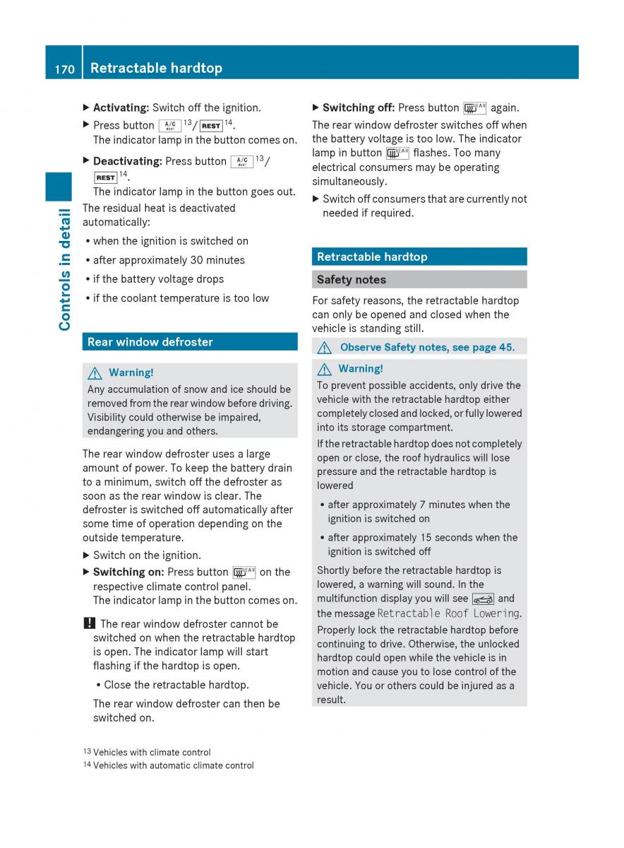 Mercedes Benz SLK R171 owners manual / page 172