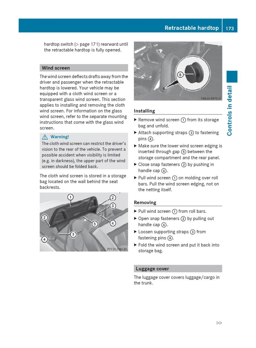 Mercedes Benz SLK R171 owners manual / page 175