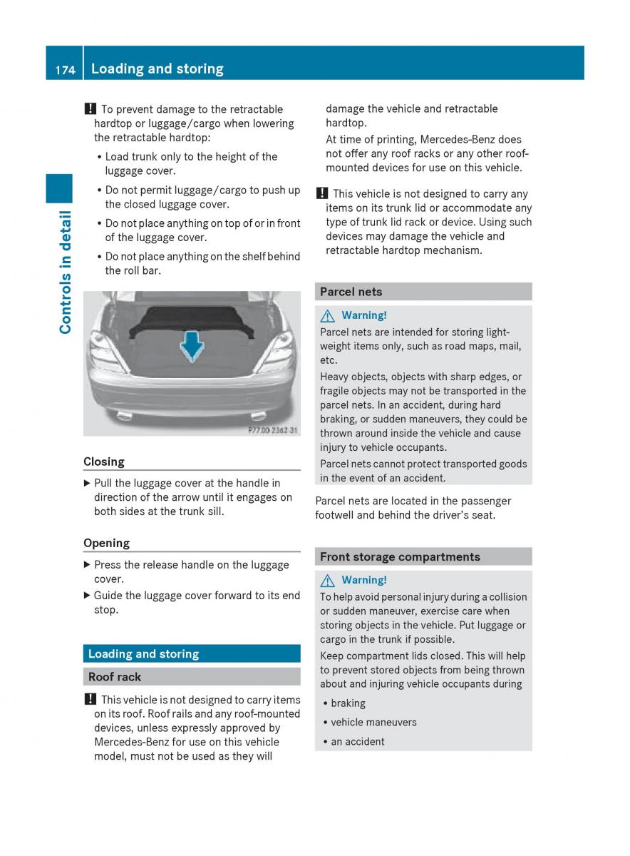 Mercedes Benz SLK R171 owners manual / page 176