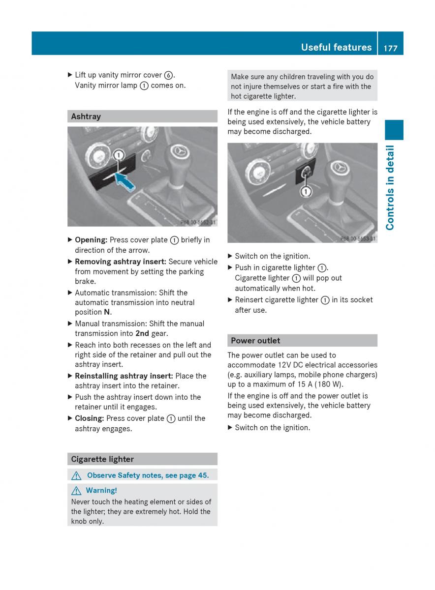 Mercedes Benz SLK R171 owners manual / page 179