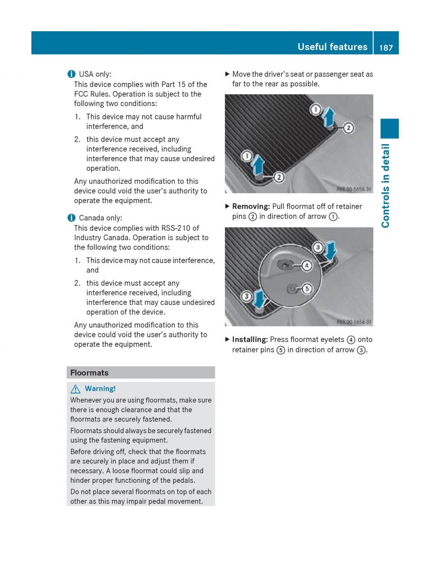 Mercedes Benz SLK R171 owners manual / page 189