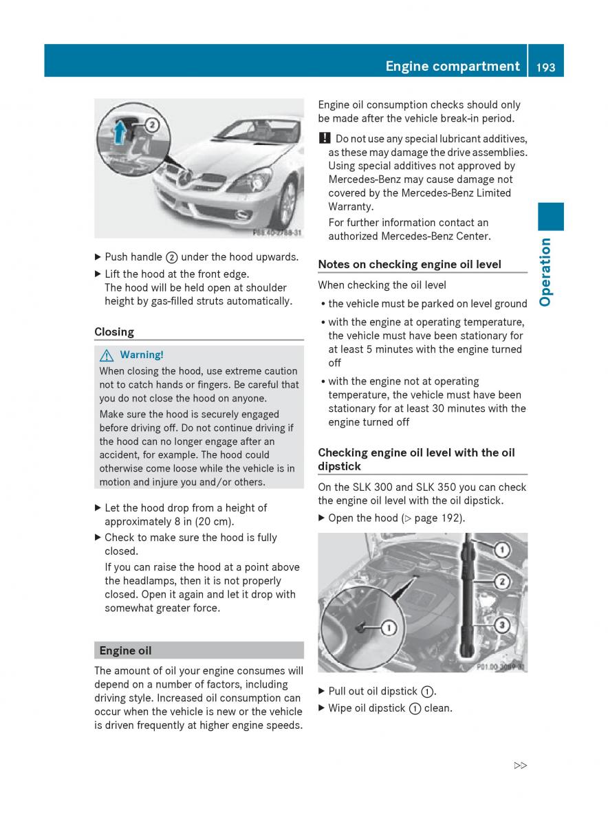 Mercedes Benz SLK R171 owners manual / page 195