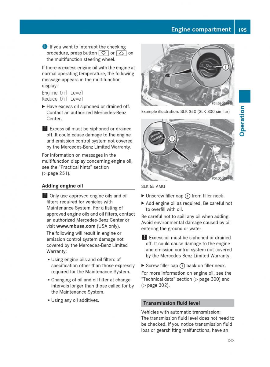 Mercedes Benz SLK R171 owners manual / page 197