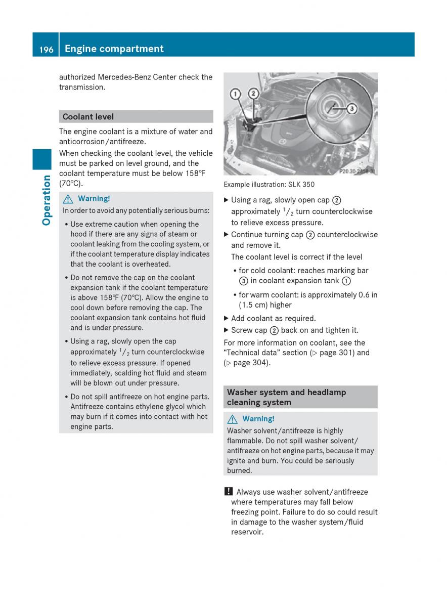 Mercedes Benz SLK R171 owners manual / page 198