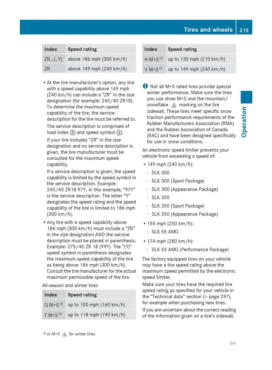 Mercedes Benz SLK R171 owners manual / page 217