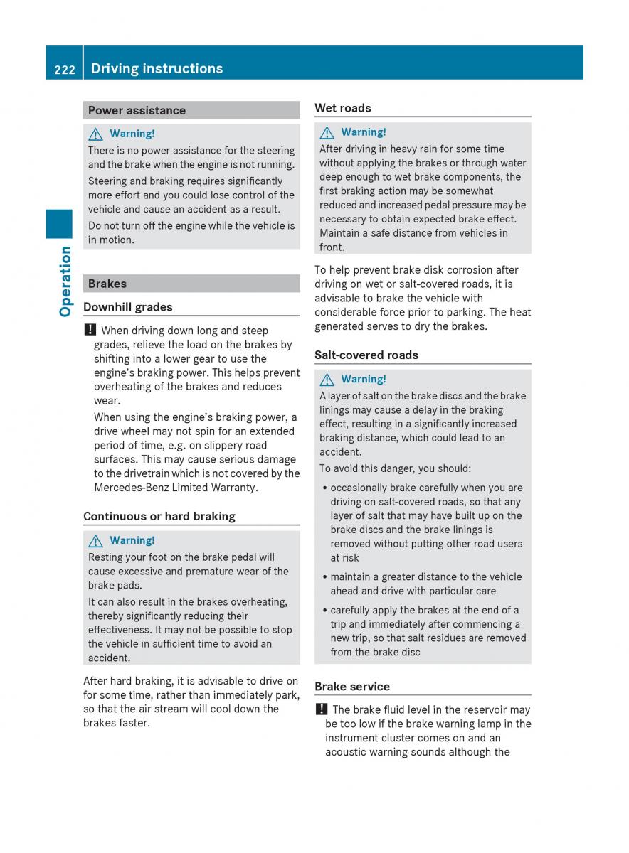 Mercedes Benz SLK R171 owners manual / page 224