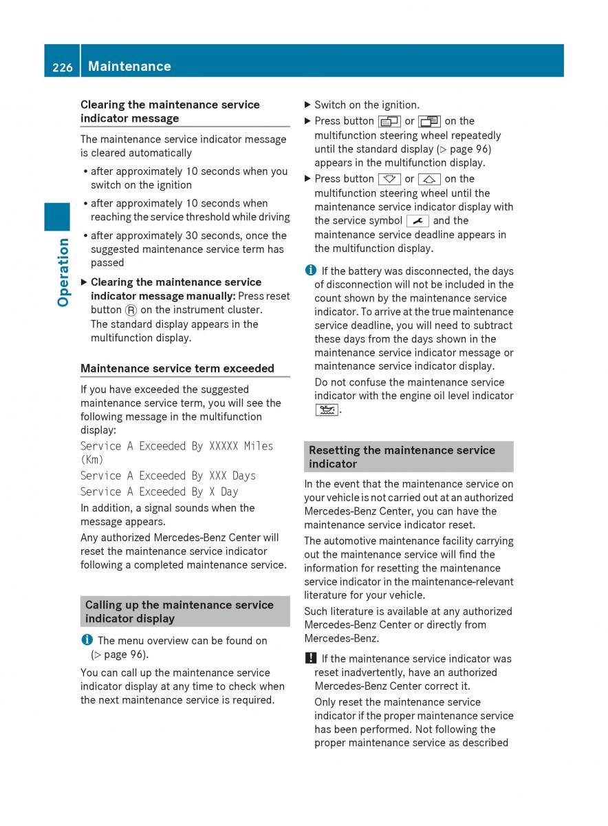 Mercedes Benz SLK R171 owners manual / page 228