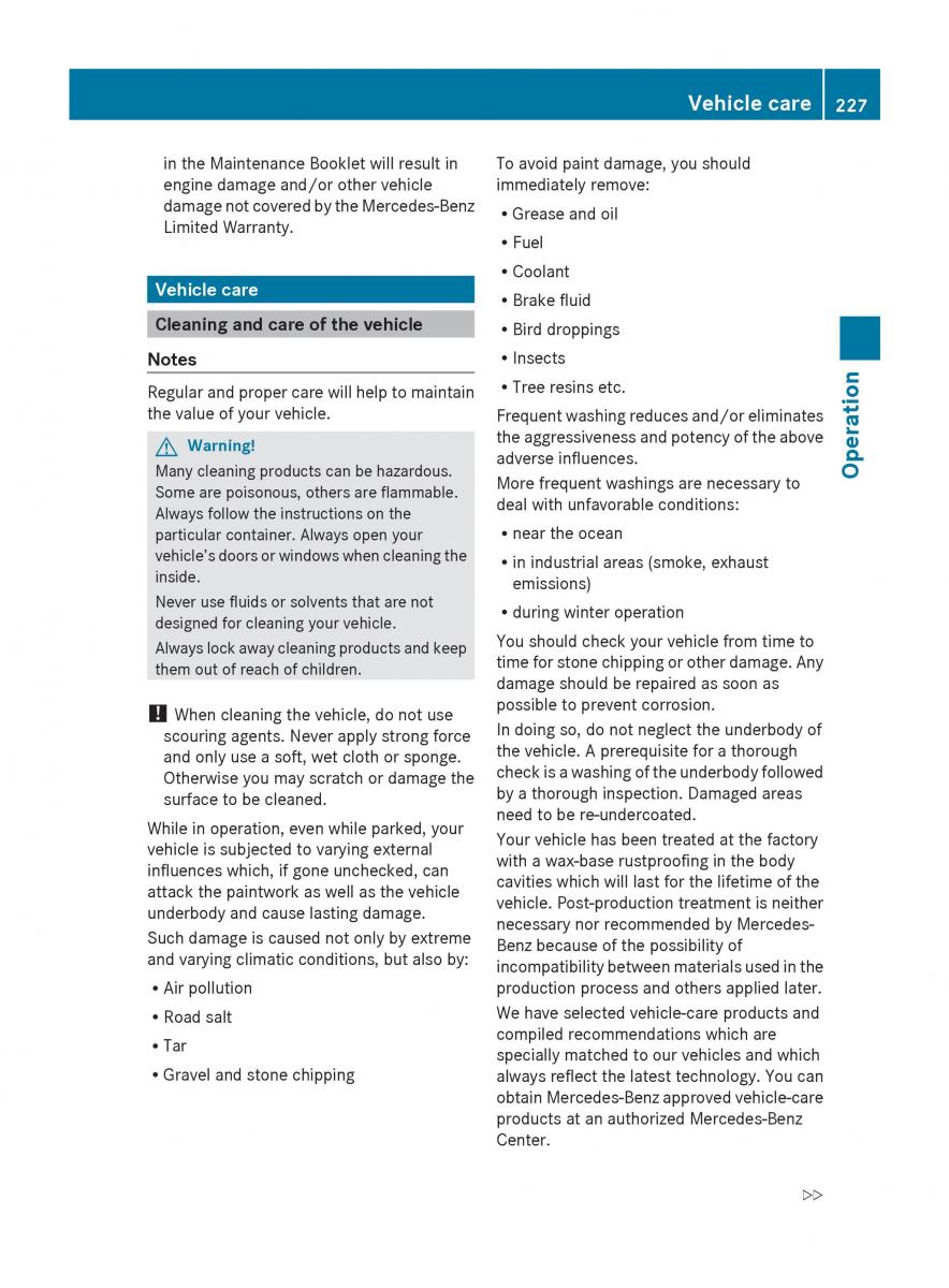 Mercedes Benz SLK R171 owners manual / page 229