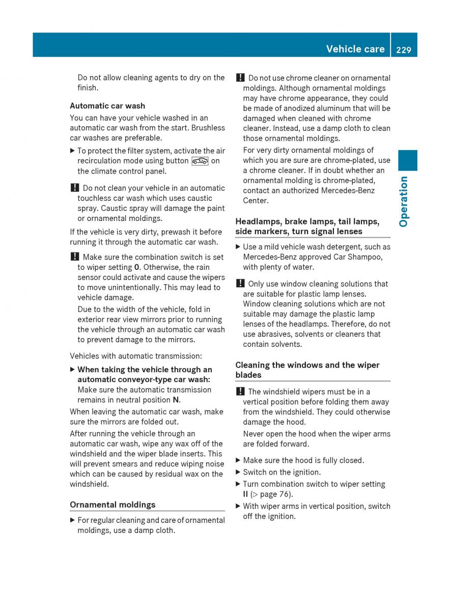 Mercedes Benz SLK R171 owners manual / page 231