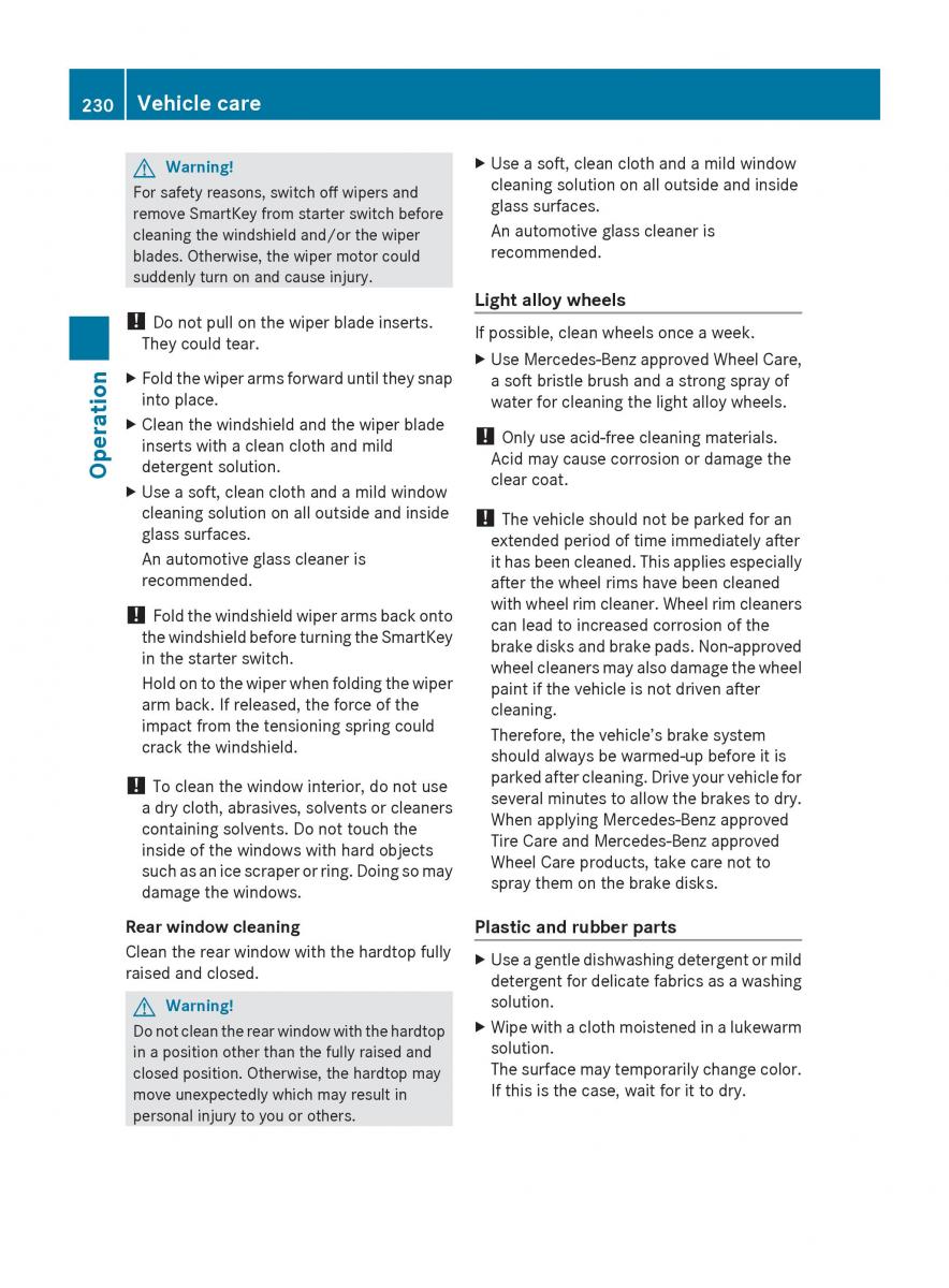 Mercedes Benz SLK R171 owners manual / page 232