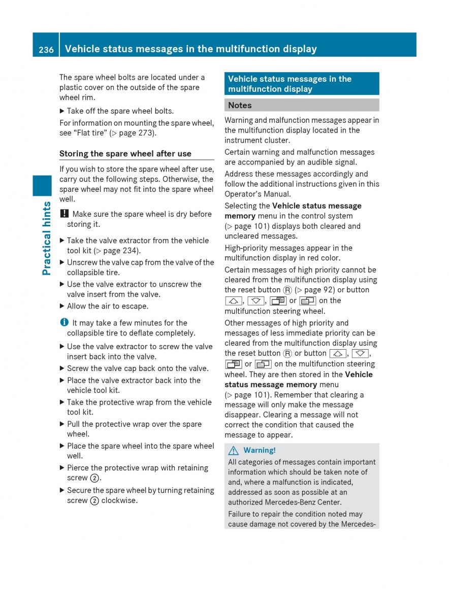 Mercedes Benz SLK R171 owners manual / page 238