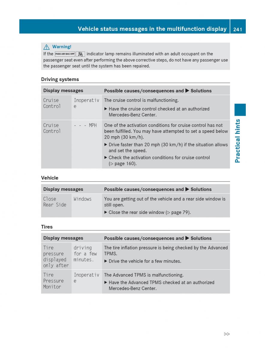 Mercedes Benz SLK R171 owners manual / page 243