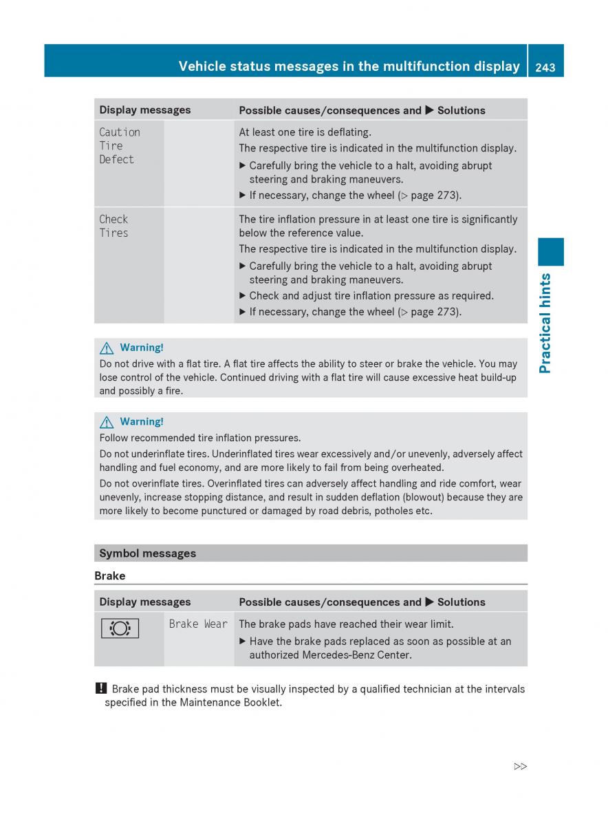 Mercedes Benz SLK R171 owners manual / page 245