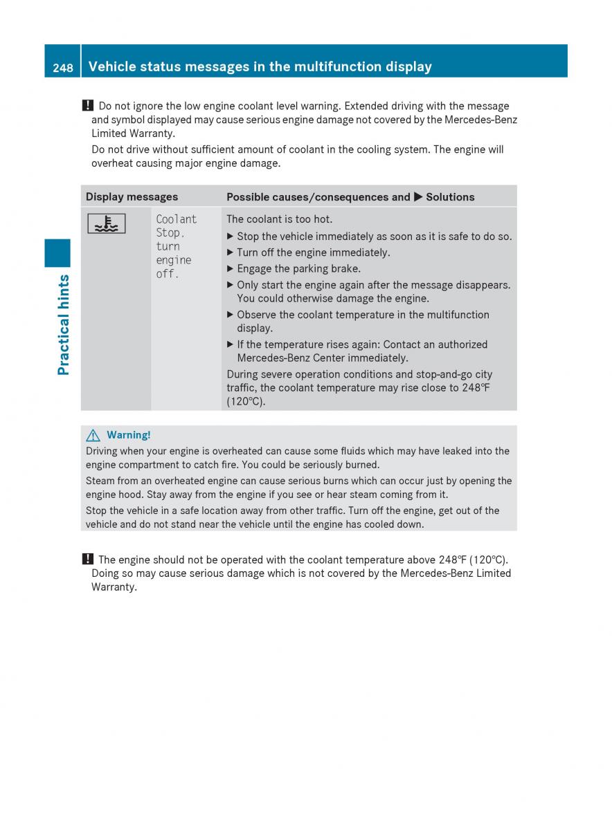 Mercedes Benz SLK R171 owners manual / page 250