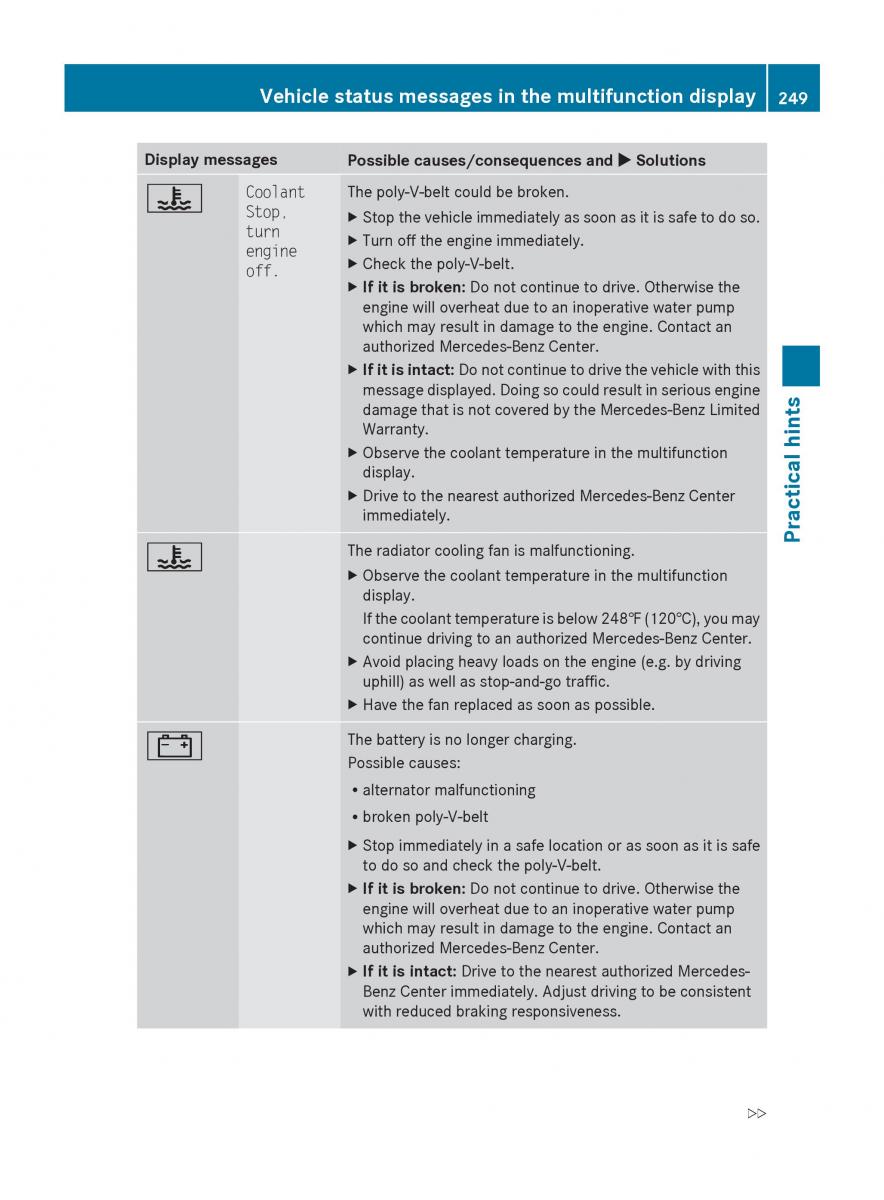 Mercedes Benz SLK R171 owners manual / page 251