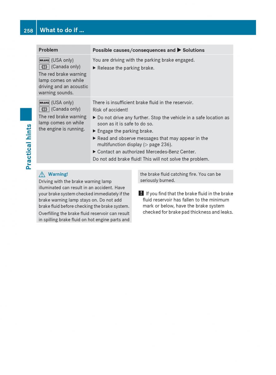 Mercedes Benz SLK R171 owners manual / page 260