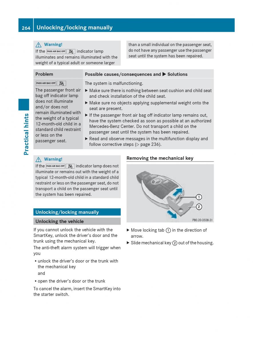 Mercedes Benz SLK R171 owners manual / page 266