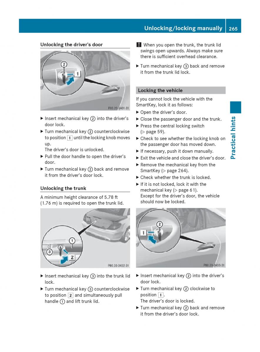 Mercedes Benz SLK R171 owners manual / page 267