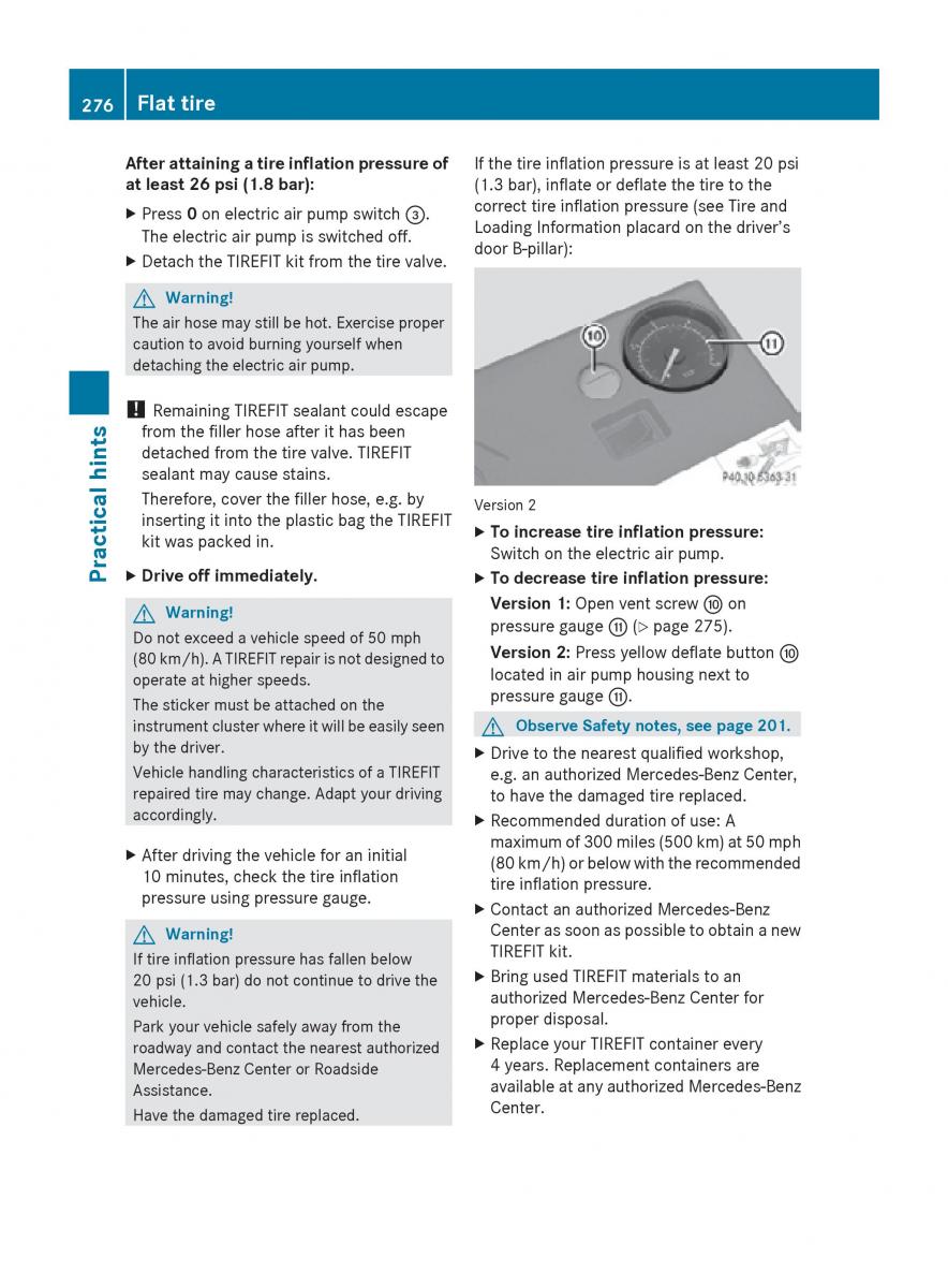 Mercedes Benz SLK R171 owners manual / page 278