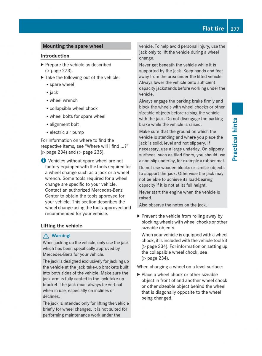 Mercedes Benz SLK R171 owners manual / page 279