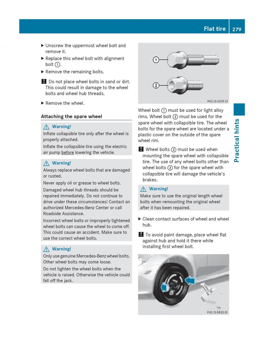 Mercedes Benz SLK R171 owners manual / page 281