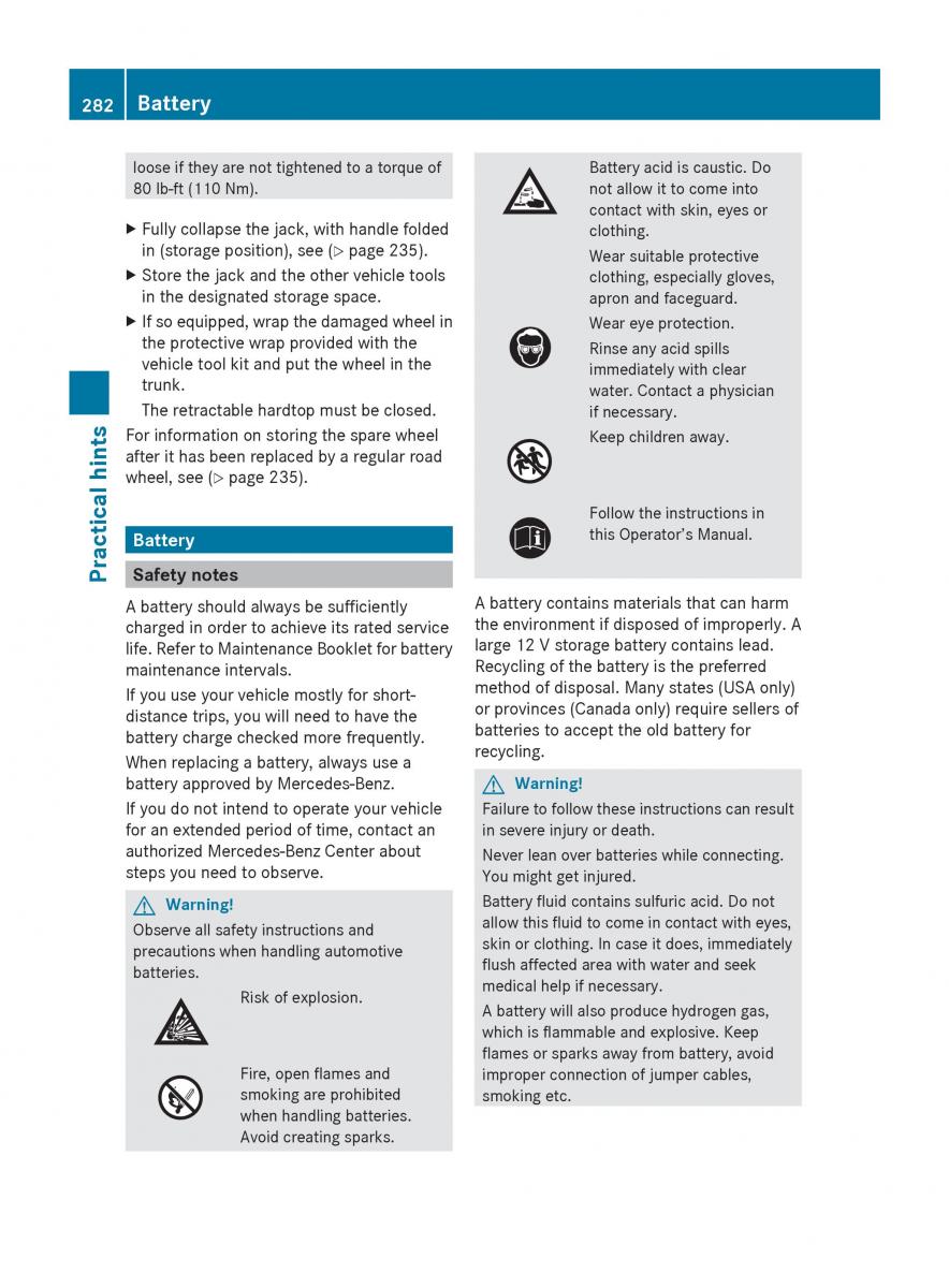 Mercedes Benz SLK R171 owners manual / page 284