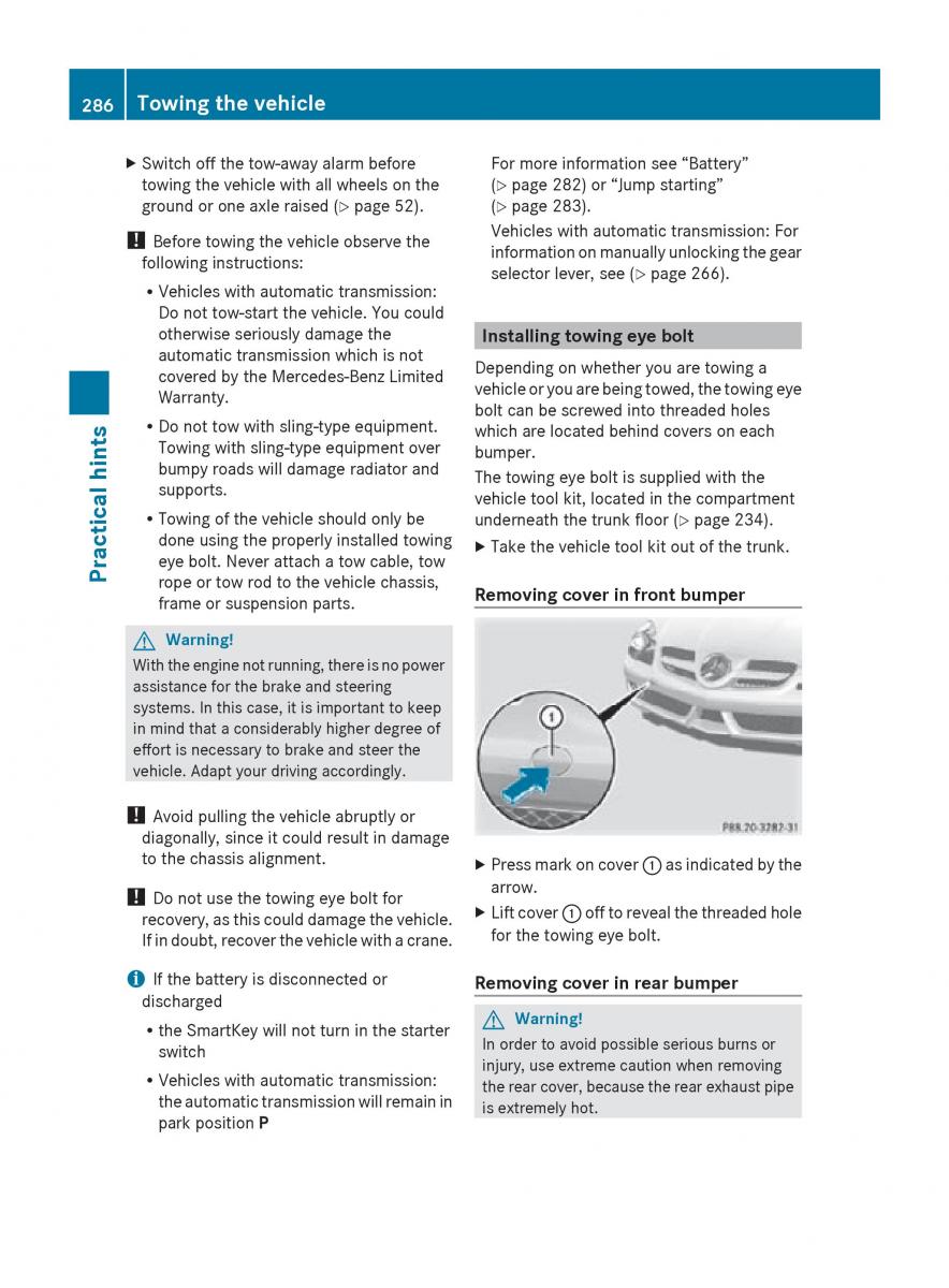 Mercedes Benz SLK R171 owners manual / page 288