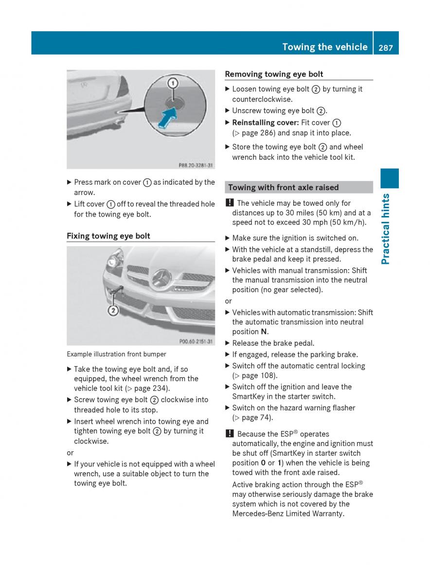 Mercedes Benz SLK R171 owners manual / page 289