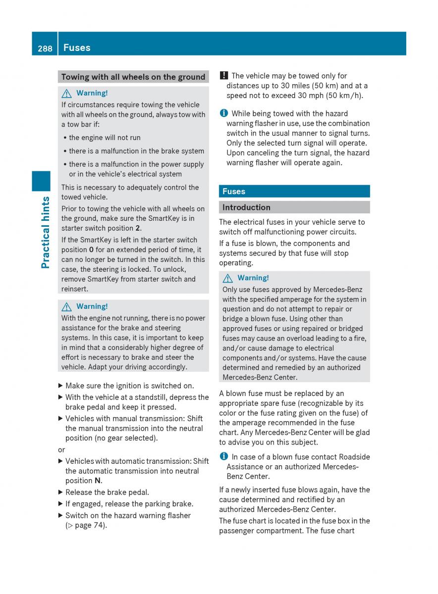 Mercedes Benz SLK R171 owners manual / page 290