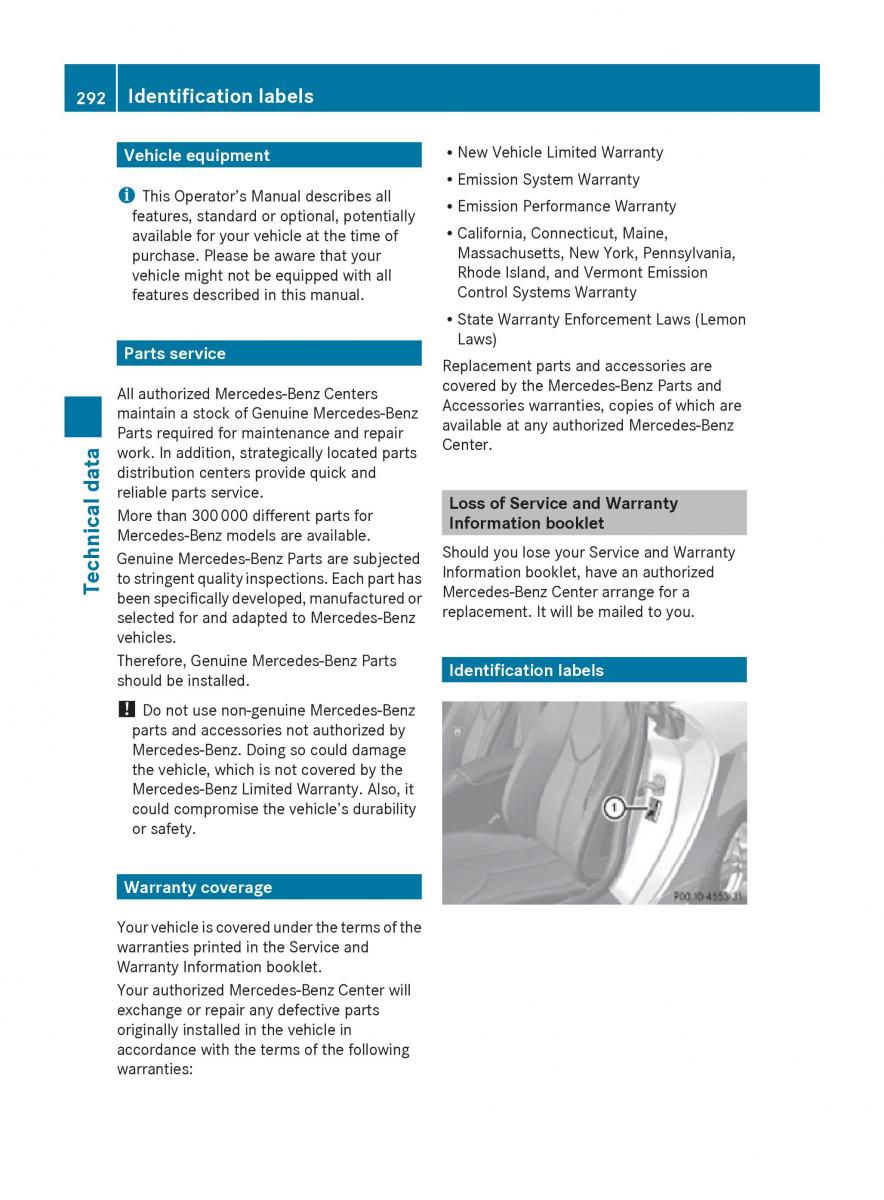 Mercedes Benz SLK R171 owners manual / page 294