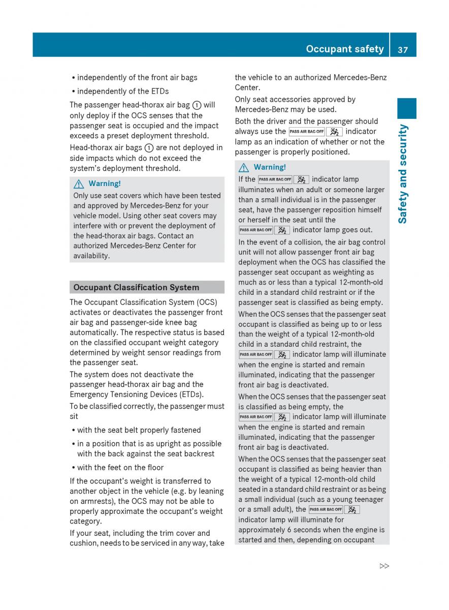 Mercedes Benz SLK R171 owners manual / page 39