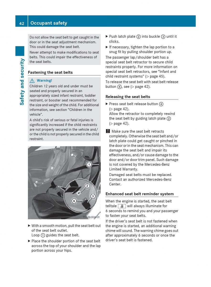 Mercedes Benz SLK R171 owners manual / page 44