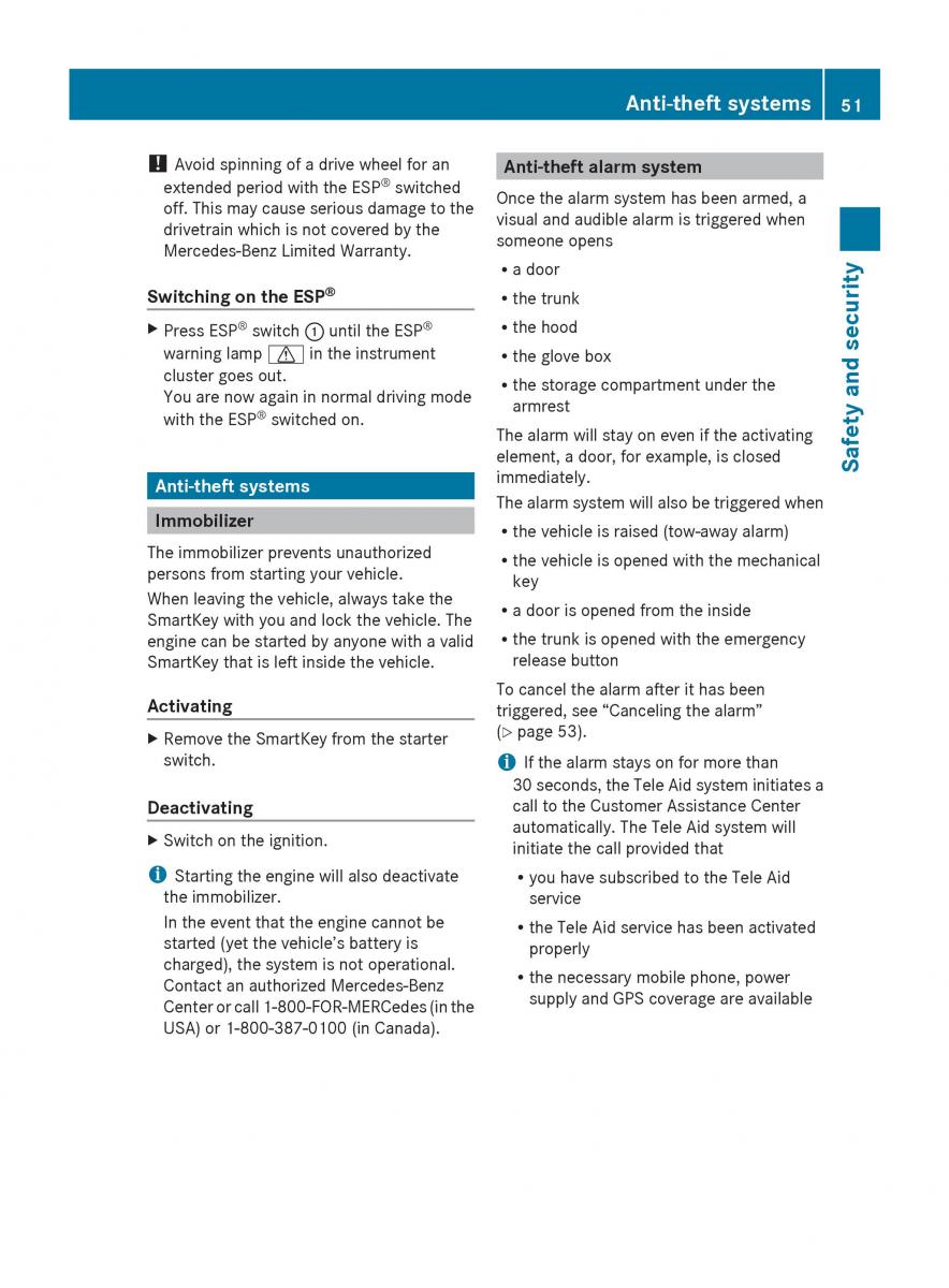 Mercedes Benz SLK R171 owners manual / page 53