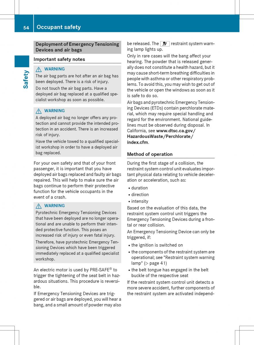 Mercedes Benz SLK R172 owners manual / page 56