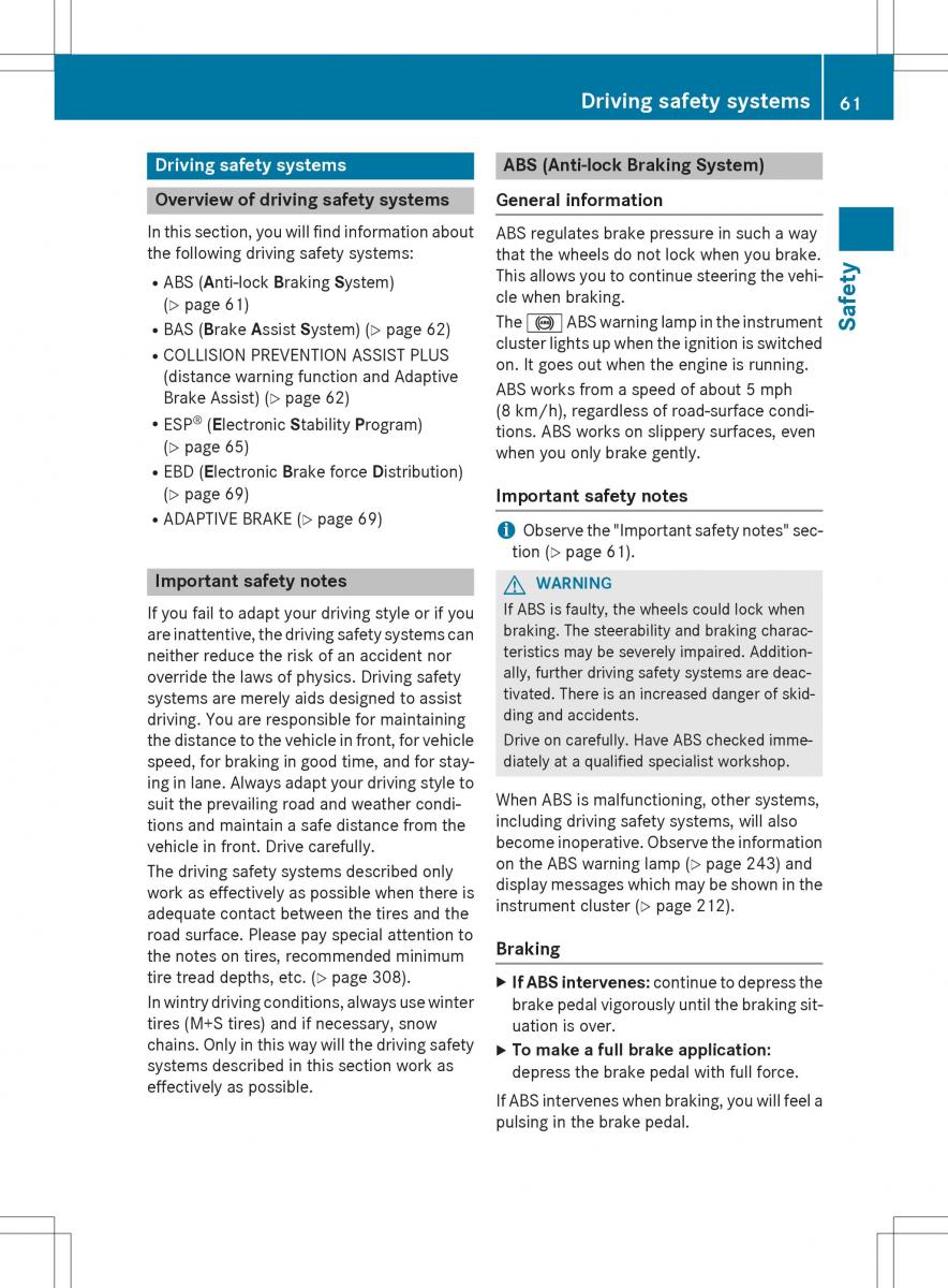 Mercedes Benz SLK R172 owners manual / page 63