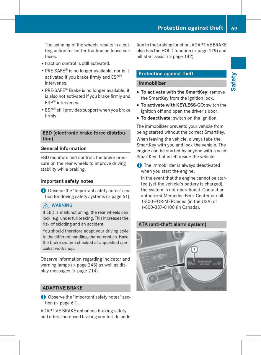 Mercedes Benz SLK R172 owners manual / page 71