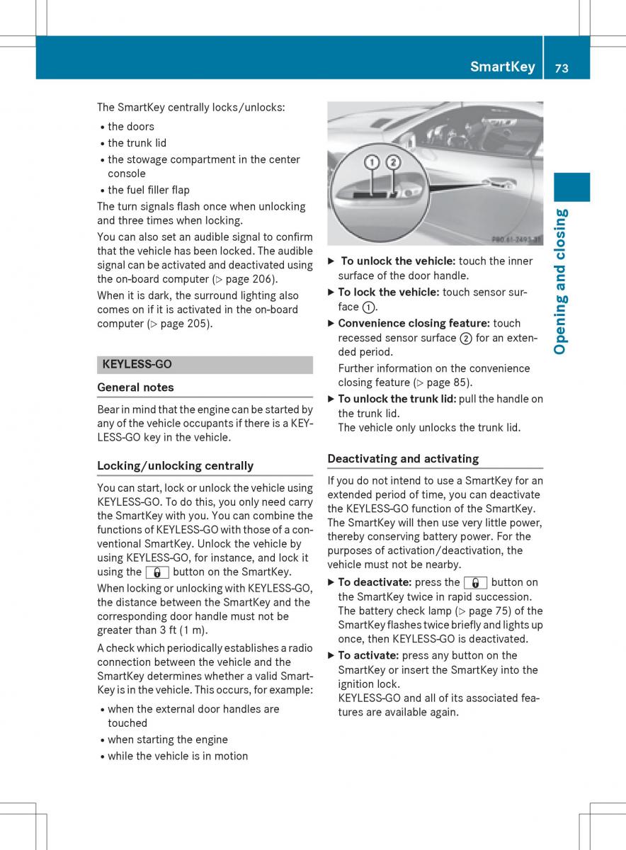 Mercedes Benz SLK R172 owners manual / page 75