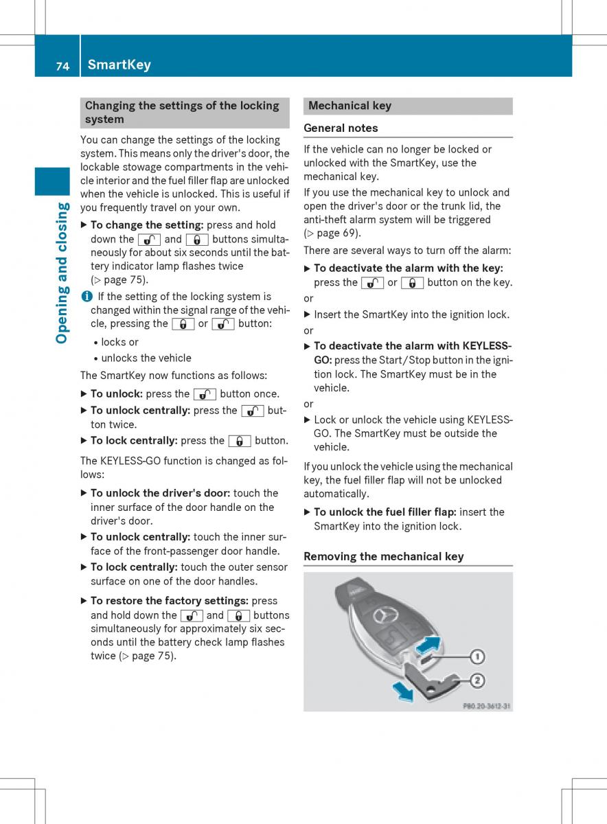 Mercedes Benz SLK R172 owners manual / page 76