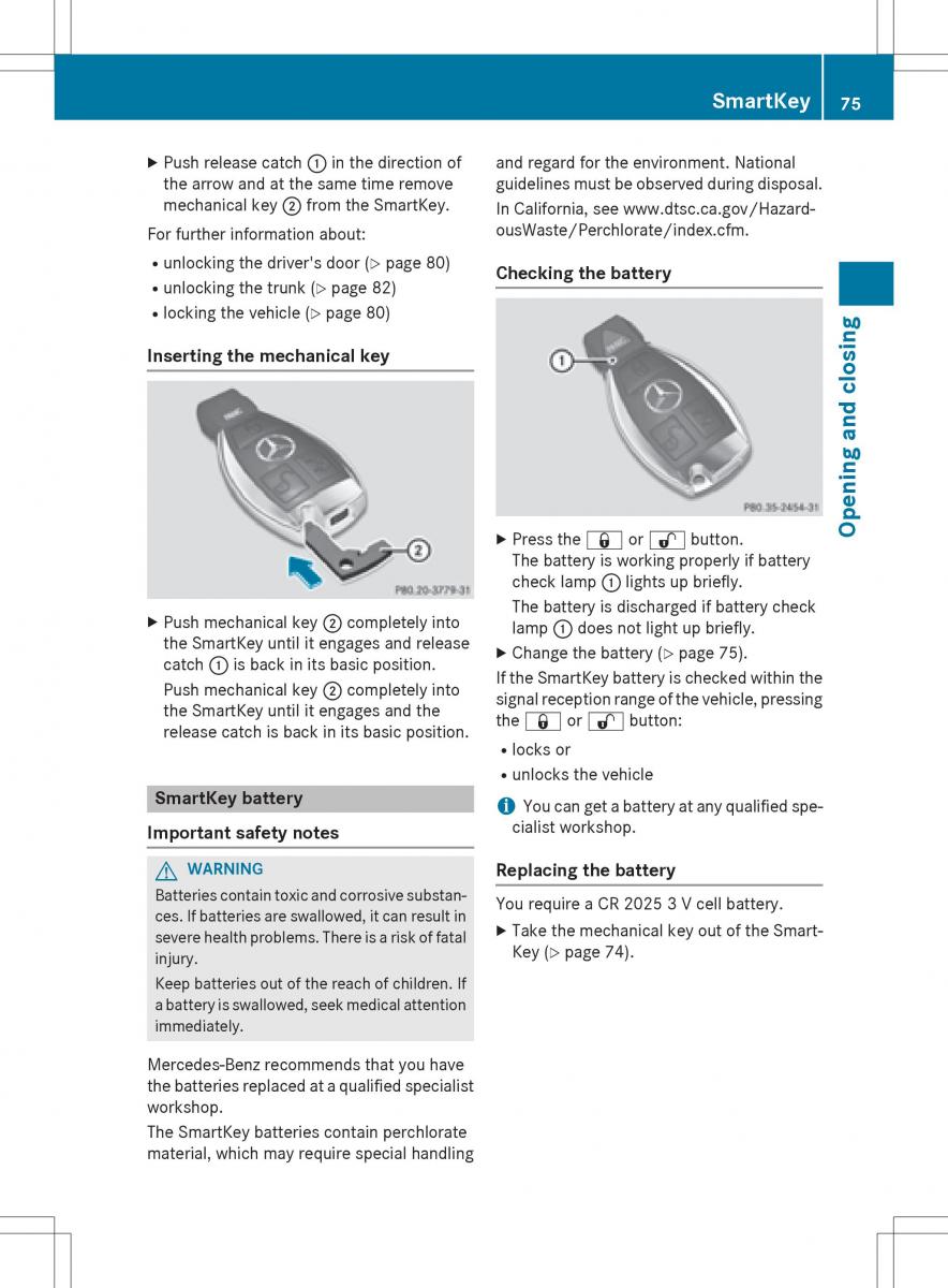 Mercedes Benz SLK R172 owners manual / page 77