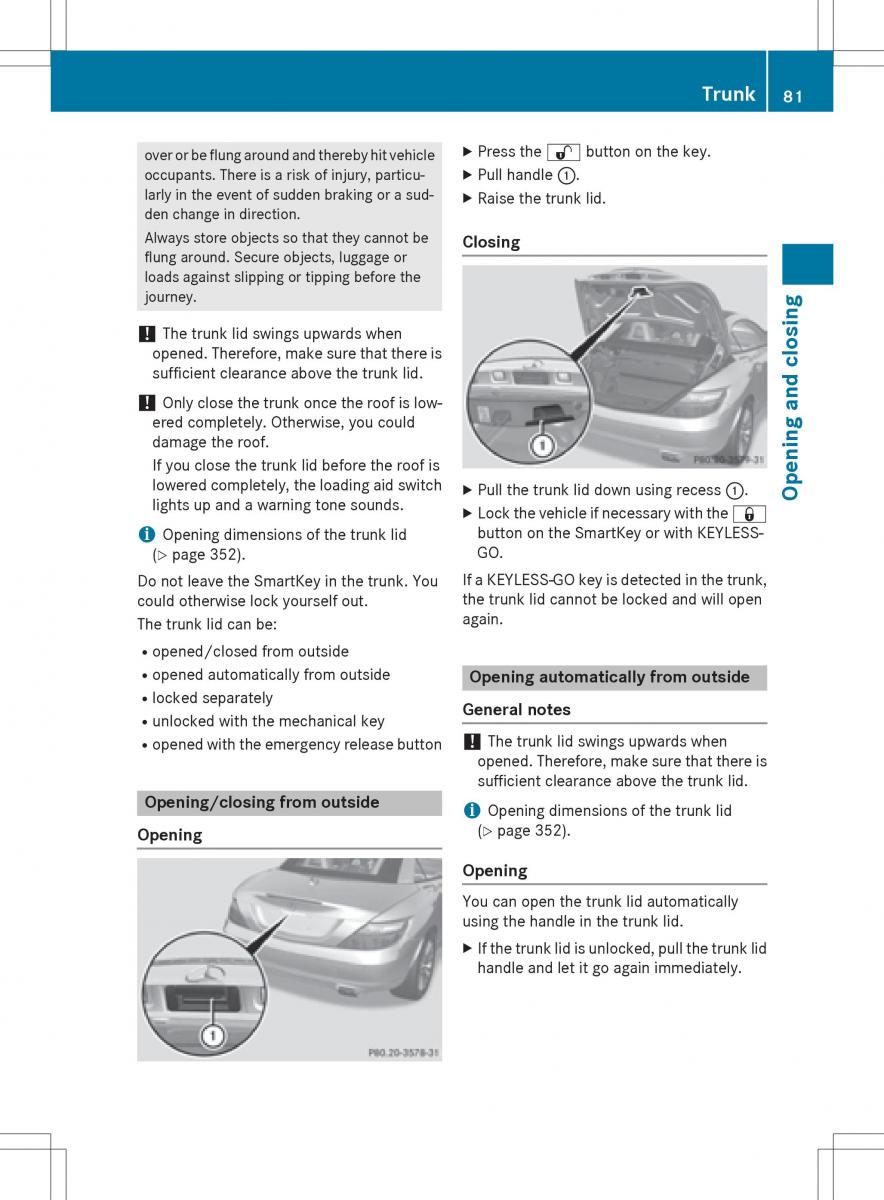 Mercedes Benz SLK R172 owners manual / page 83